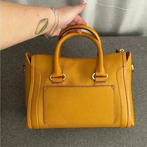 Michael Kors Carine Carmel Small Studded Pebbled Leather Satchel - Picture 3 of 11